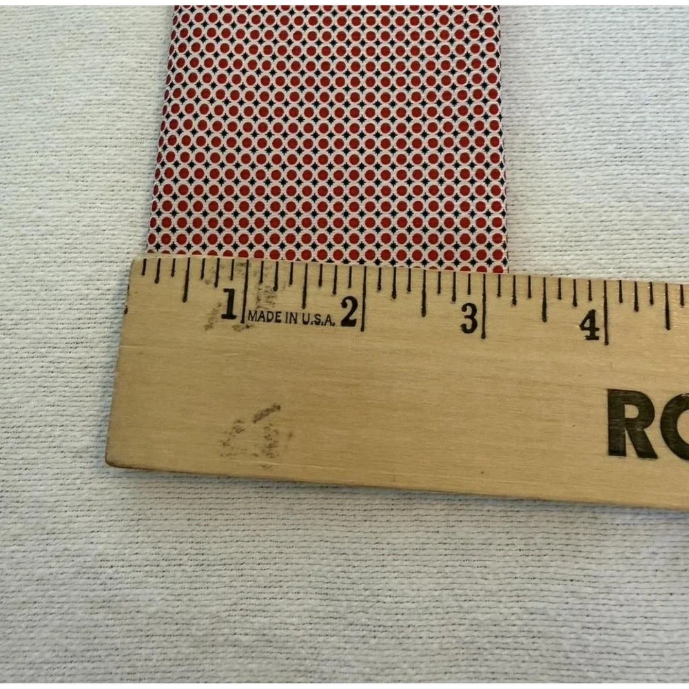 Cape Cod Neckwear Silk Tie Mens Red White Preppy Micro Geometric Dot Pattern